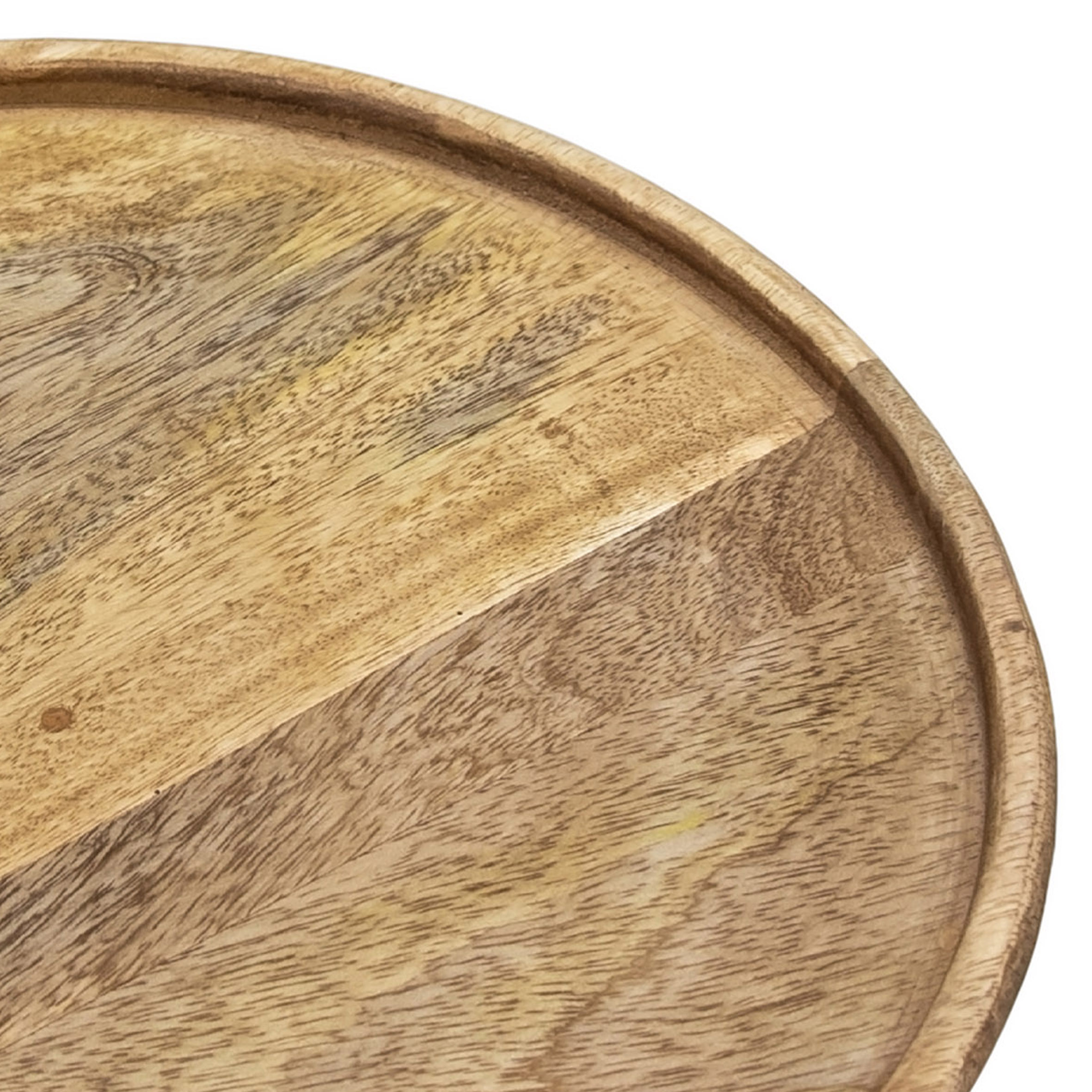 Mango Holztablett rund natur poliert - 30 cm - Landhaus Holz Kerzenteller mit Rand