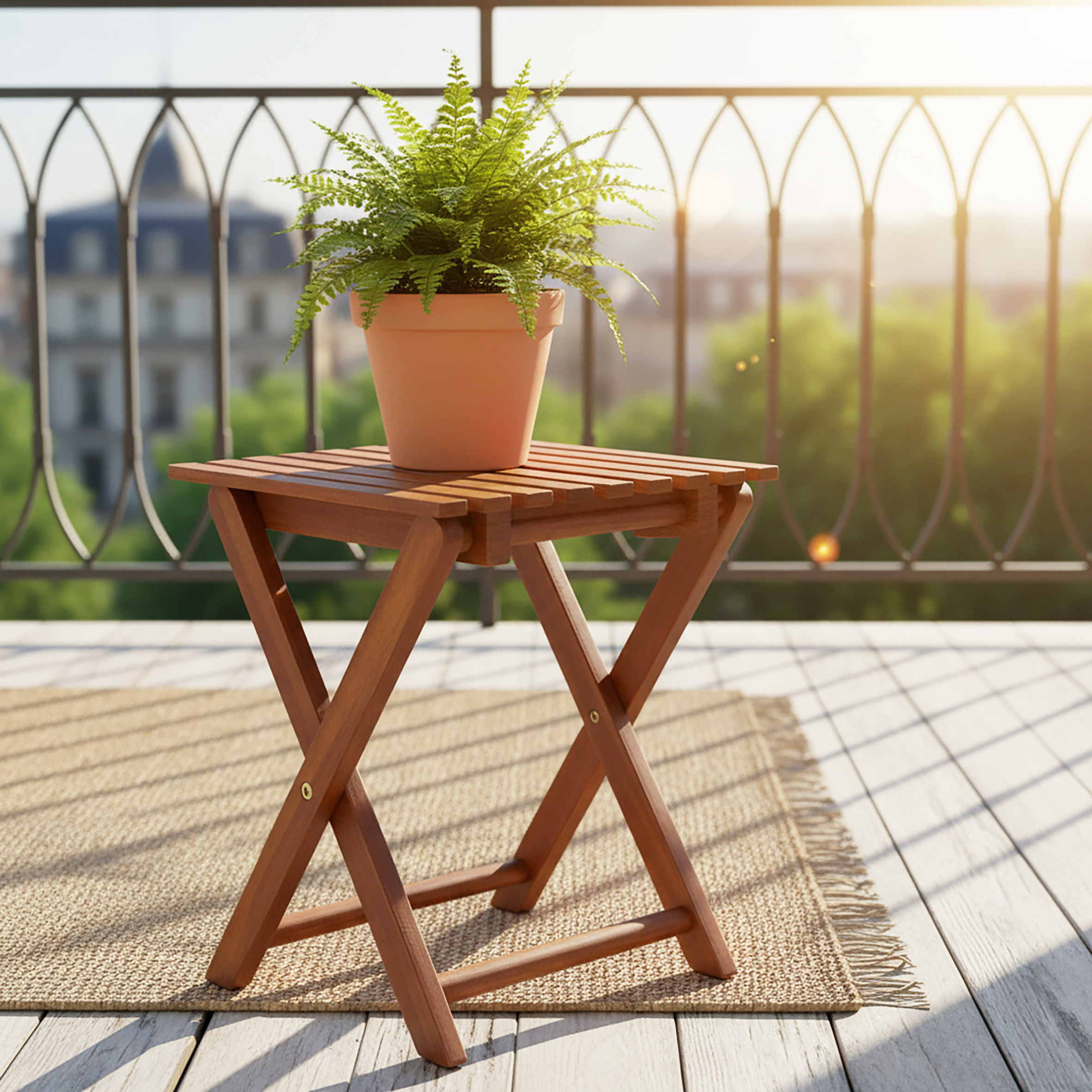 Eukalyptus Klapphocker natur geölt - 37 x 29 cm - Garten Holz Beistelltisch klappbar