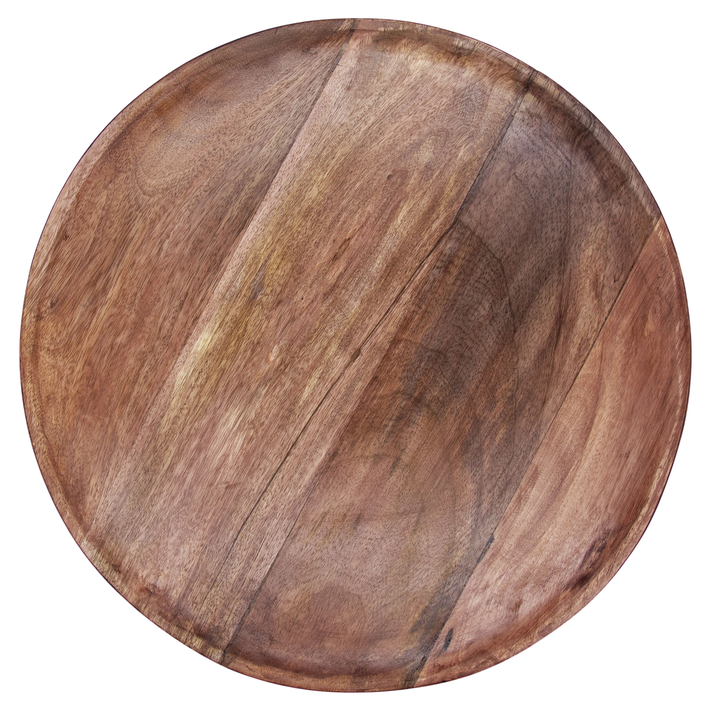 Walnussholz Dekotablett natur rund - 38 cm - Massivholz Servierteller glatt geschliffen