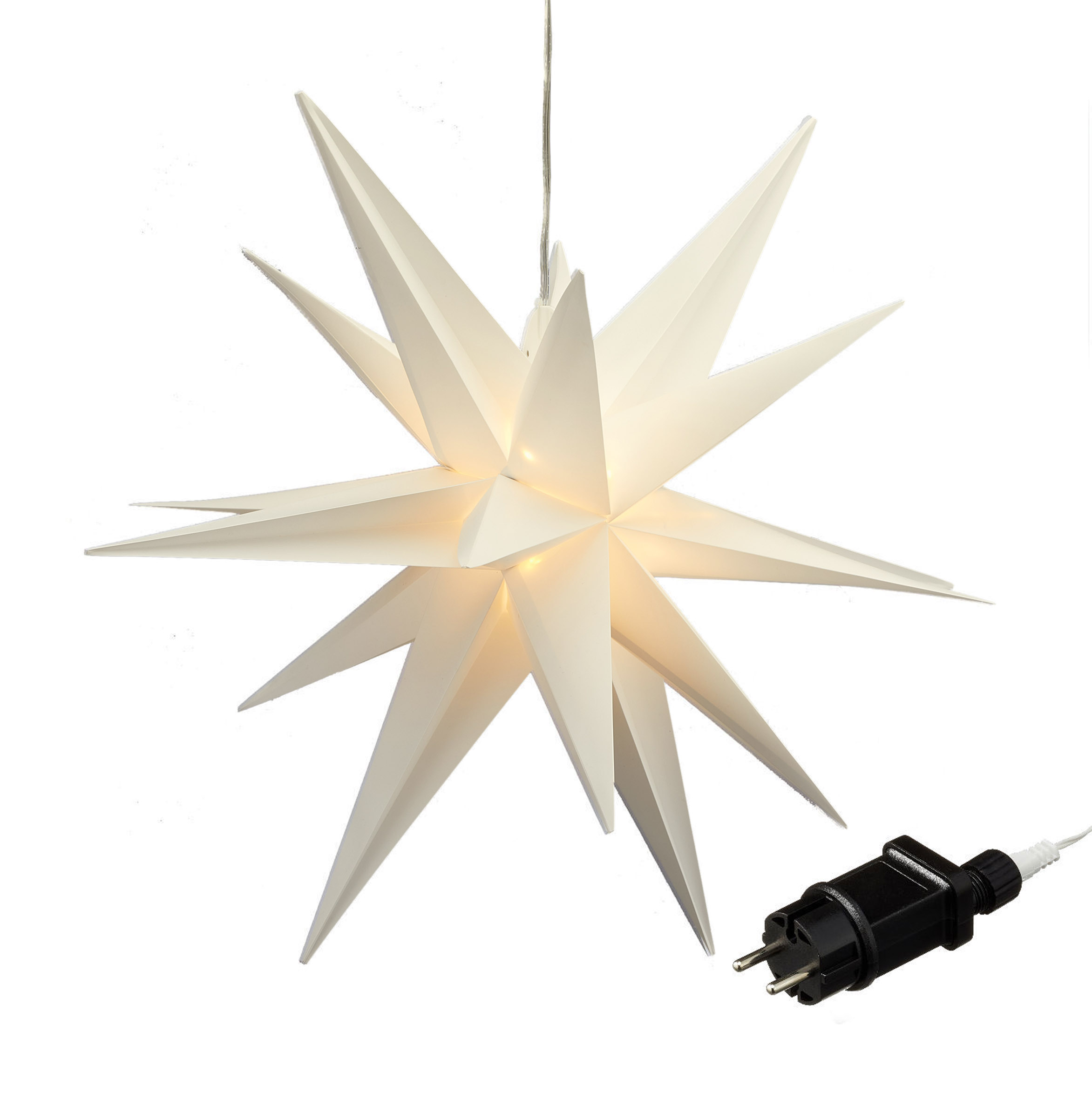 LED Weihnachts Stern warm weiß mit Timer - 3 Größen - Advents Stern zum Hängen für Außen - Batterie betrieben oder kabelgebunden