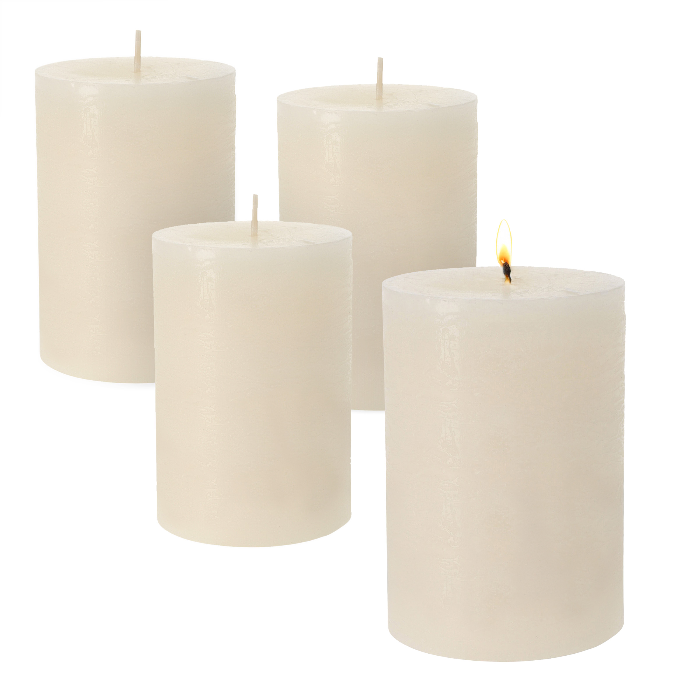 Echtwachs Stumpenkerzen 10 x 7 cm creme - 4er Set - Advents Kerzen unparfümiert 30 Stunden Brenndauer