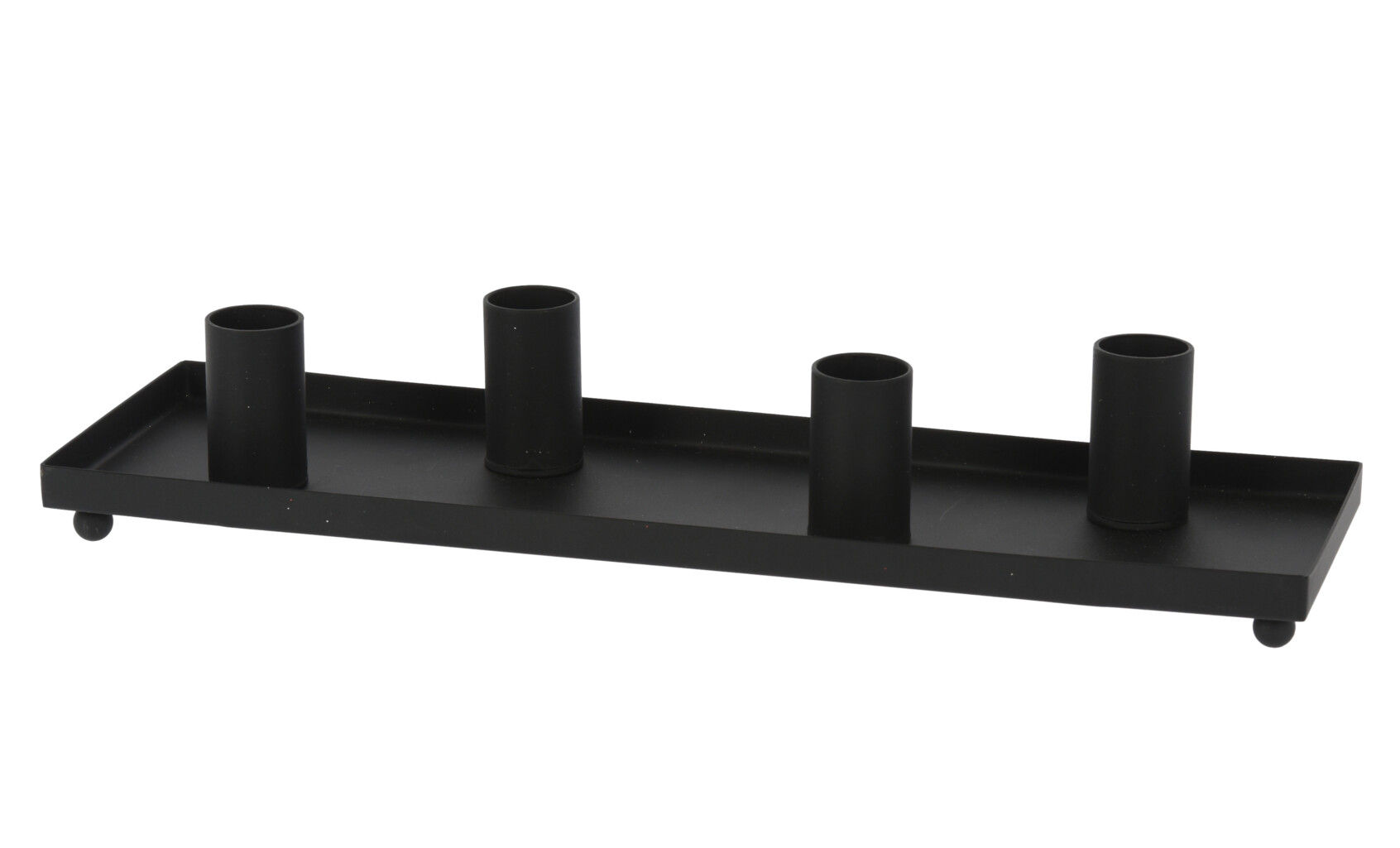 Metall Kerzentablett für Stabkerzen - 30 x 10 cm / schwarz - Kerzen Ständer mit 4 Haltern