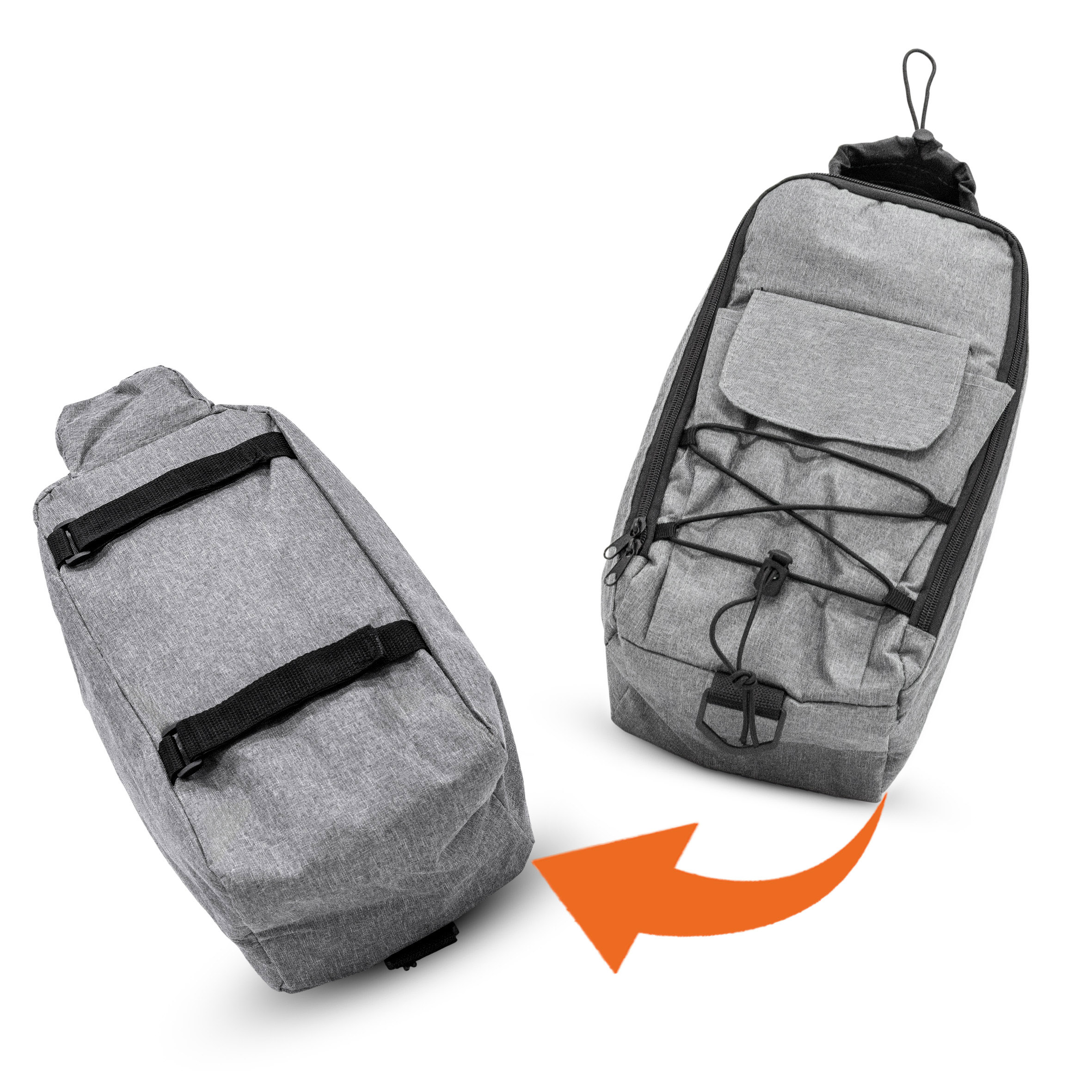 2in1 Fahrrad Kühltasche grau für Gepäckträger und zum Umhängen - 10 L - Isolier Fahrradtasche 40 x 18 cm reflektierend mit Klettgurt