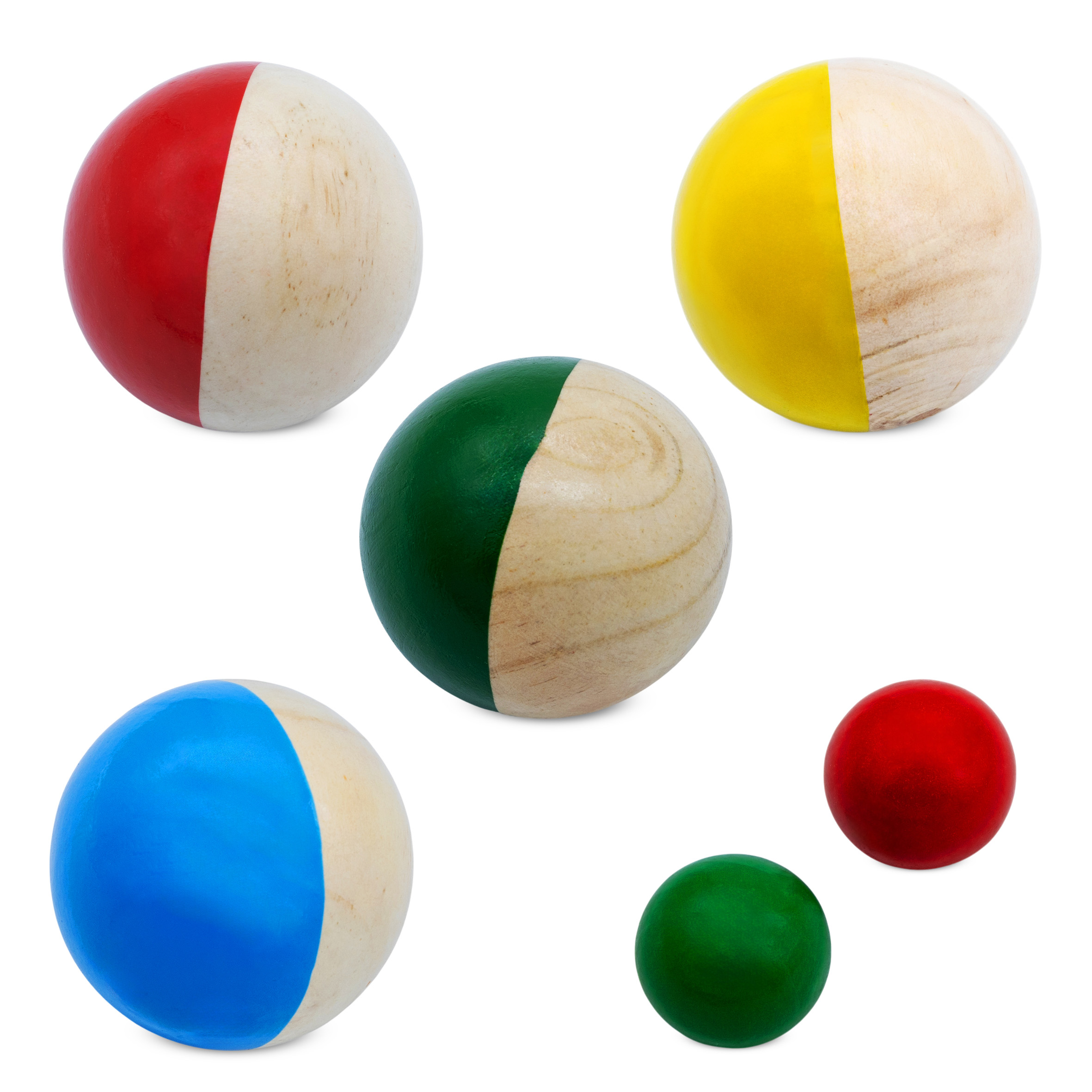 Holz Boule Set - 8 Kugeln + Korb - Boccia Petanque Garten Spiel Wurfspiel Kinder