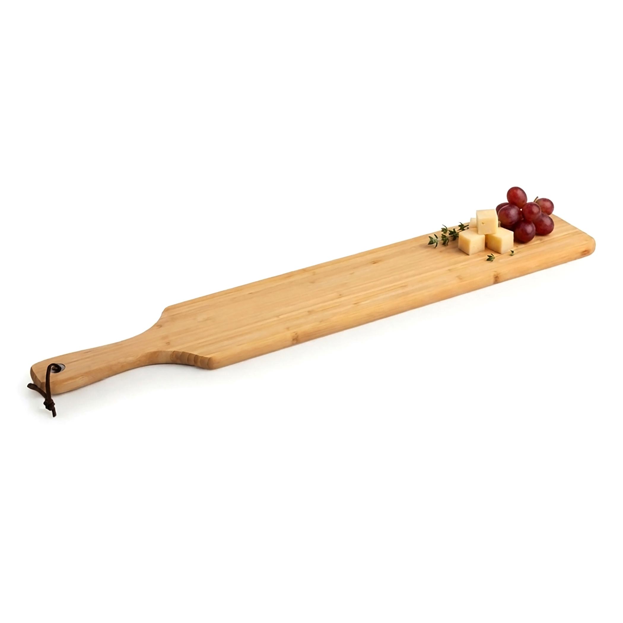 Bambusholz Servierbrett natur lebensmittelecht - 75 x 14 cm - Massivholz Tapasbrett rechteckig mit Griff