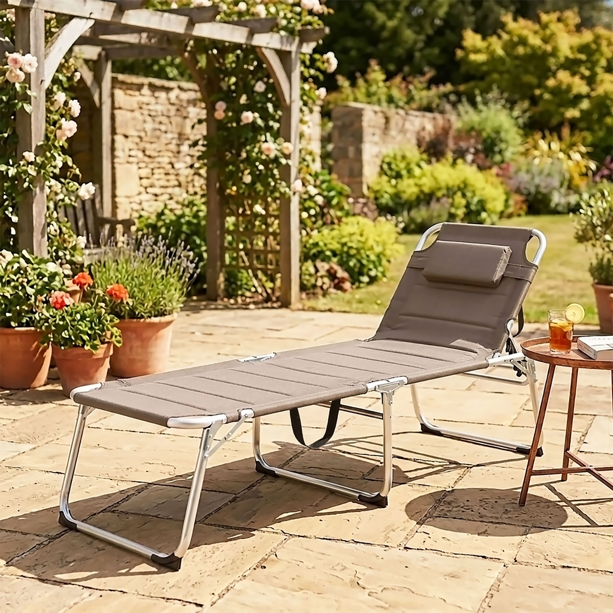 Alu Gartenliege XXL - versch. Farben - Sonnenliege 150 Kg extra breit Relax Liege