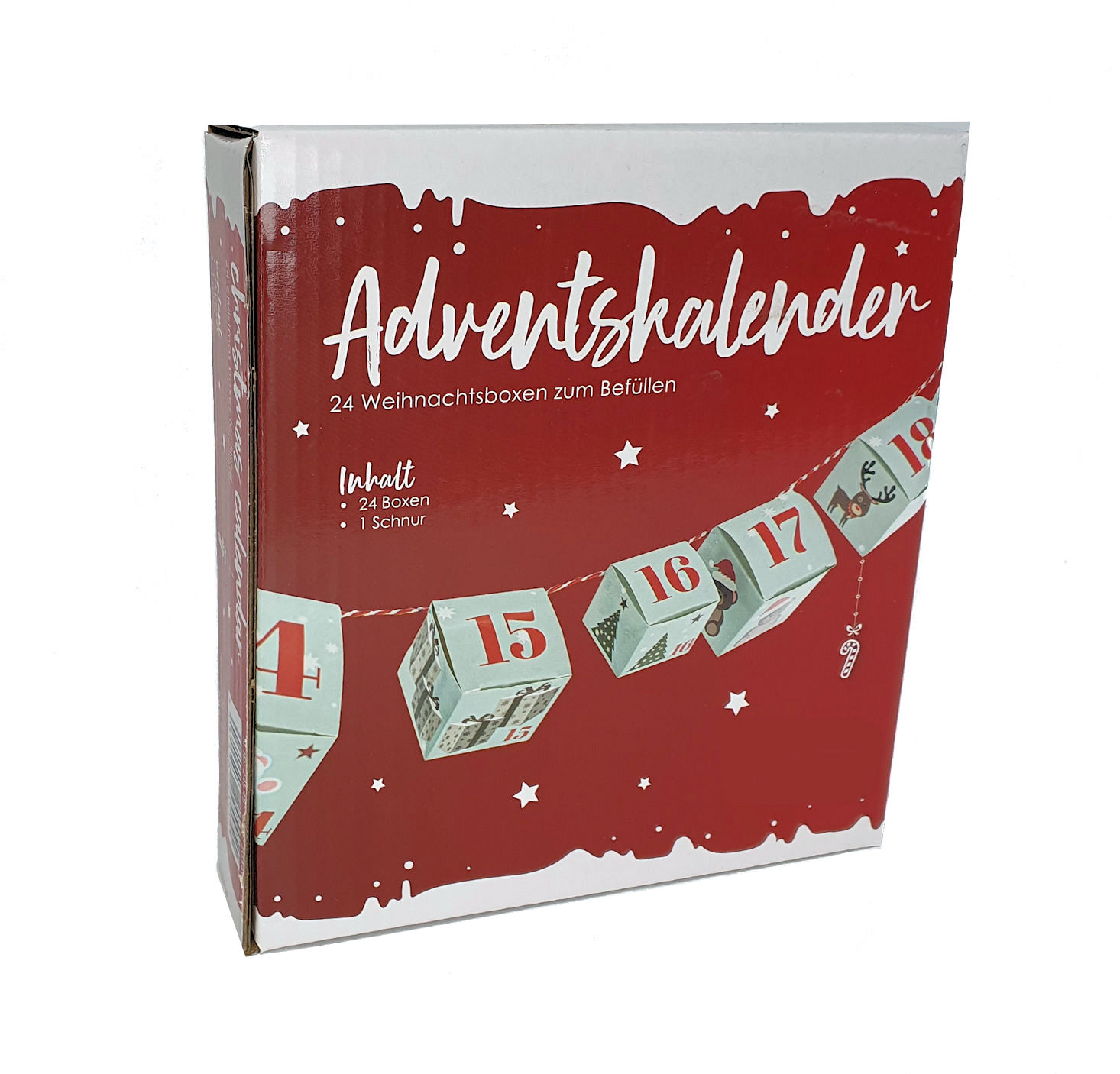 Adventskette DIY mAdventskalender mit 24 Boxen zum Befüllen - DIY Kalender inkl. Schnur 