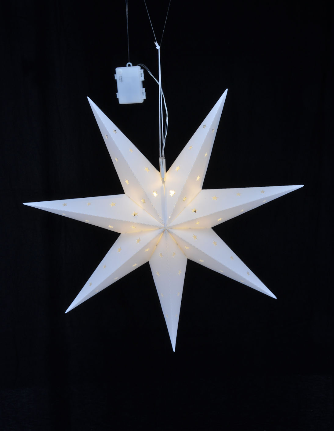 LED Weihnachtsstern mit Timer weiß - 60x21cm