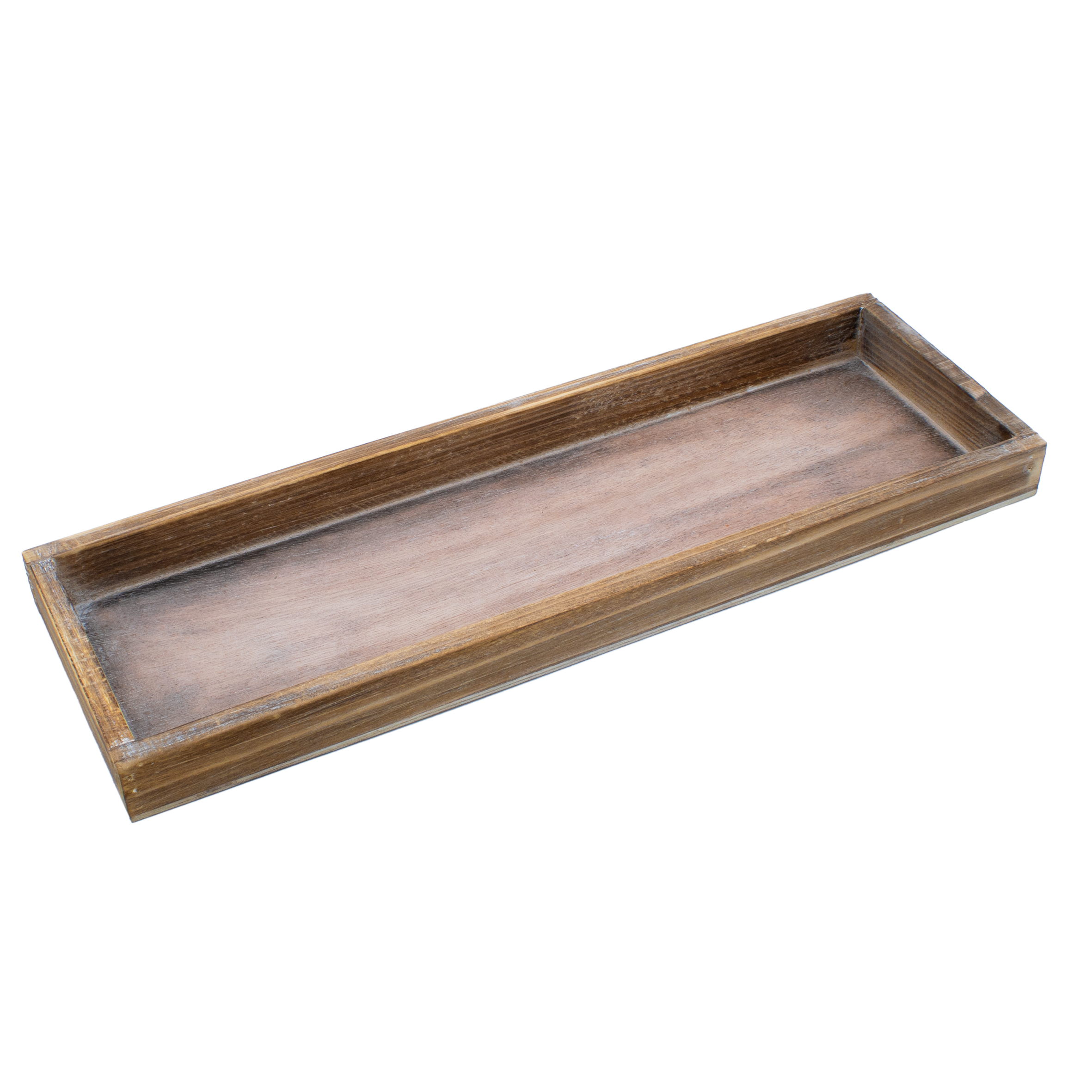 Vintage Holz Kerzentablett braun - 40 x 13 cm - Holz Dekotablett rechteckig