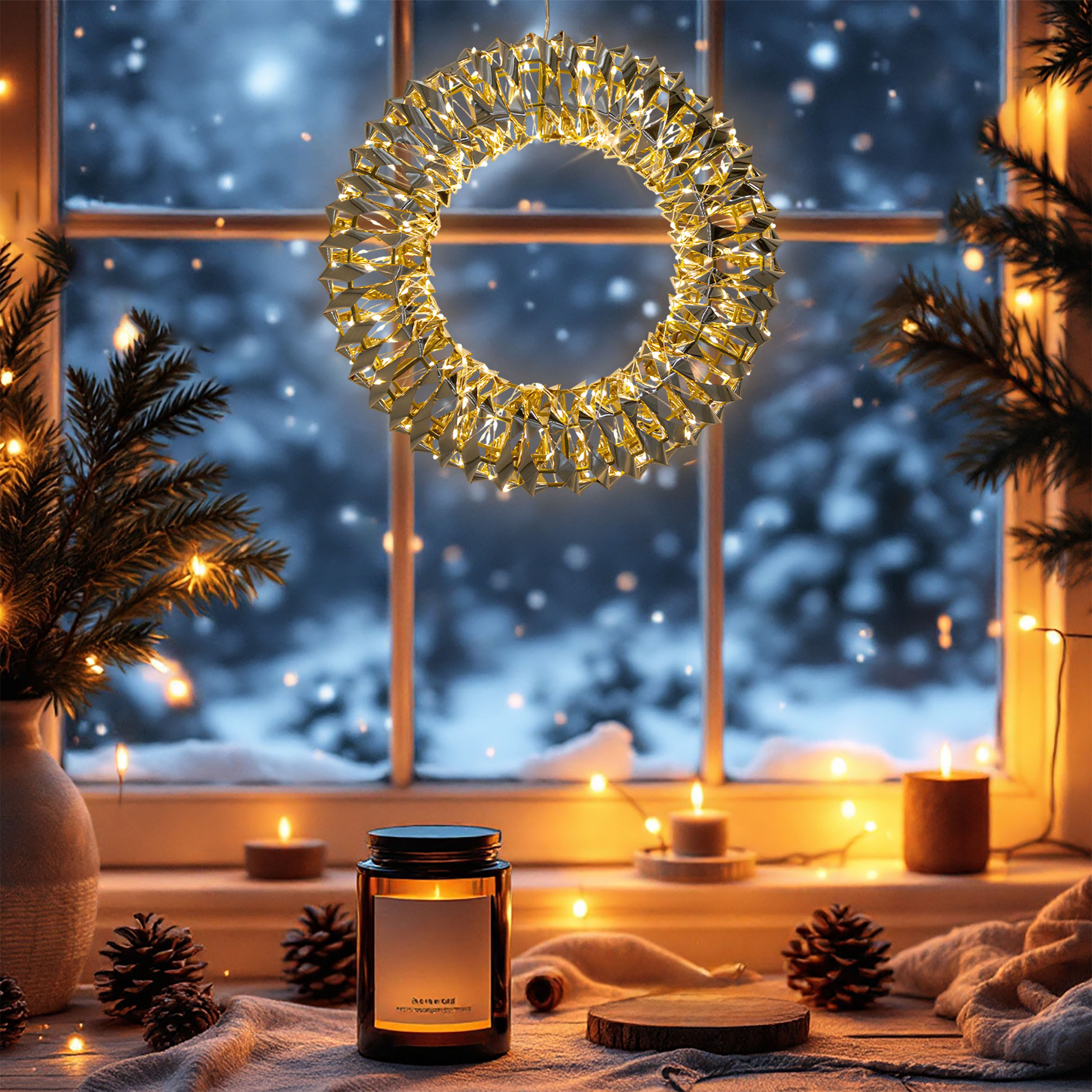 Adventskranz gold 250 LED mit Timer und Fernbedienung
