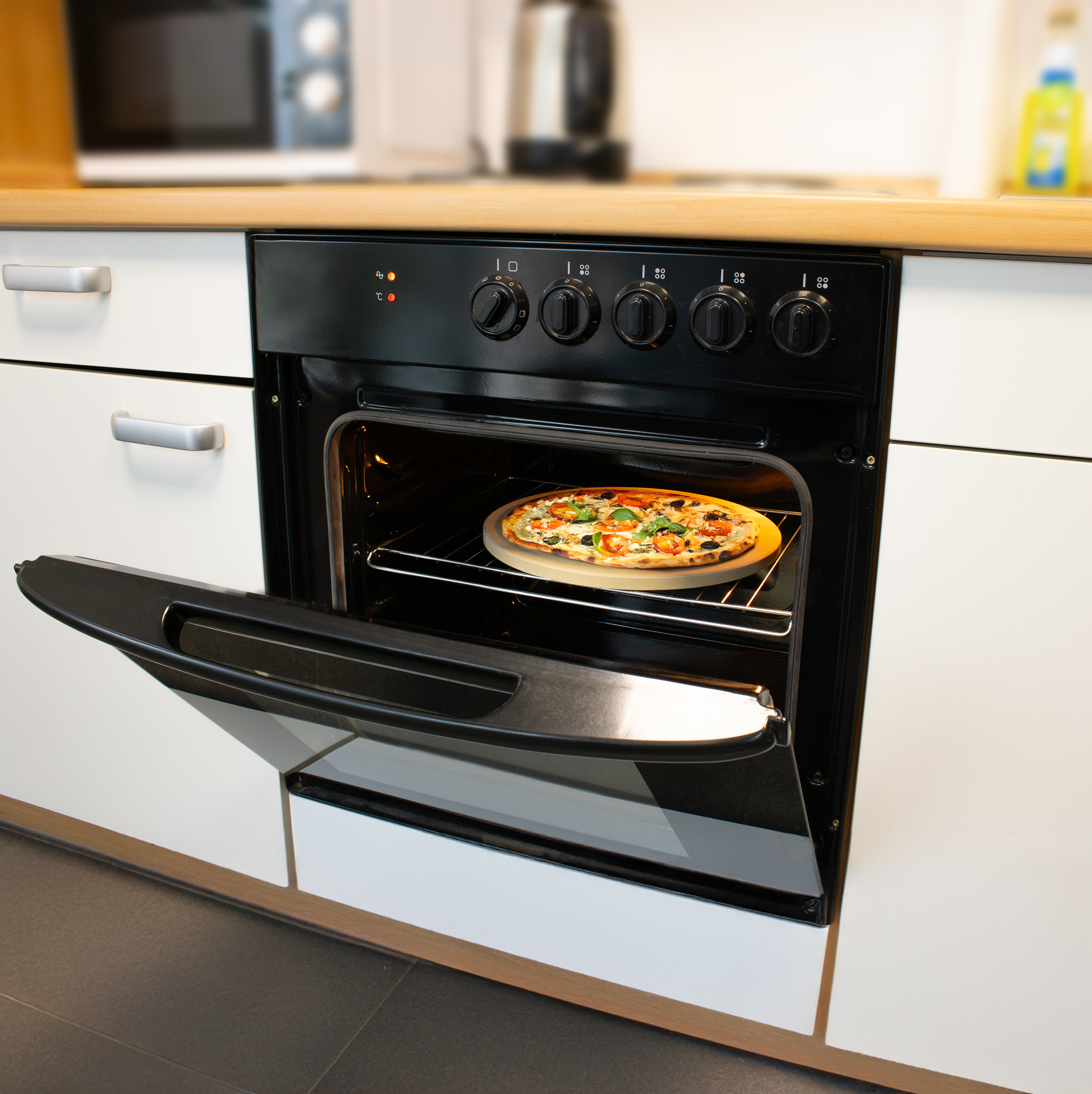 Rösle Schamotte Pizzastein rund beige - 33 cm - Steinplatte lebensmittelecht für Grill und Ofen