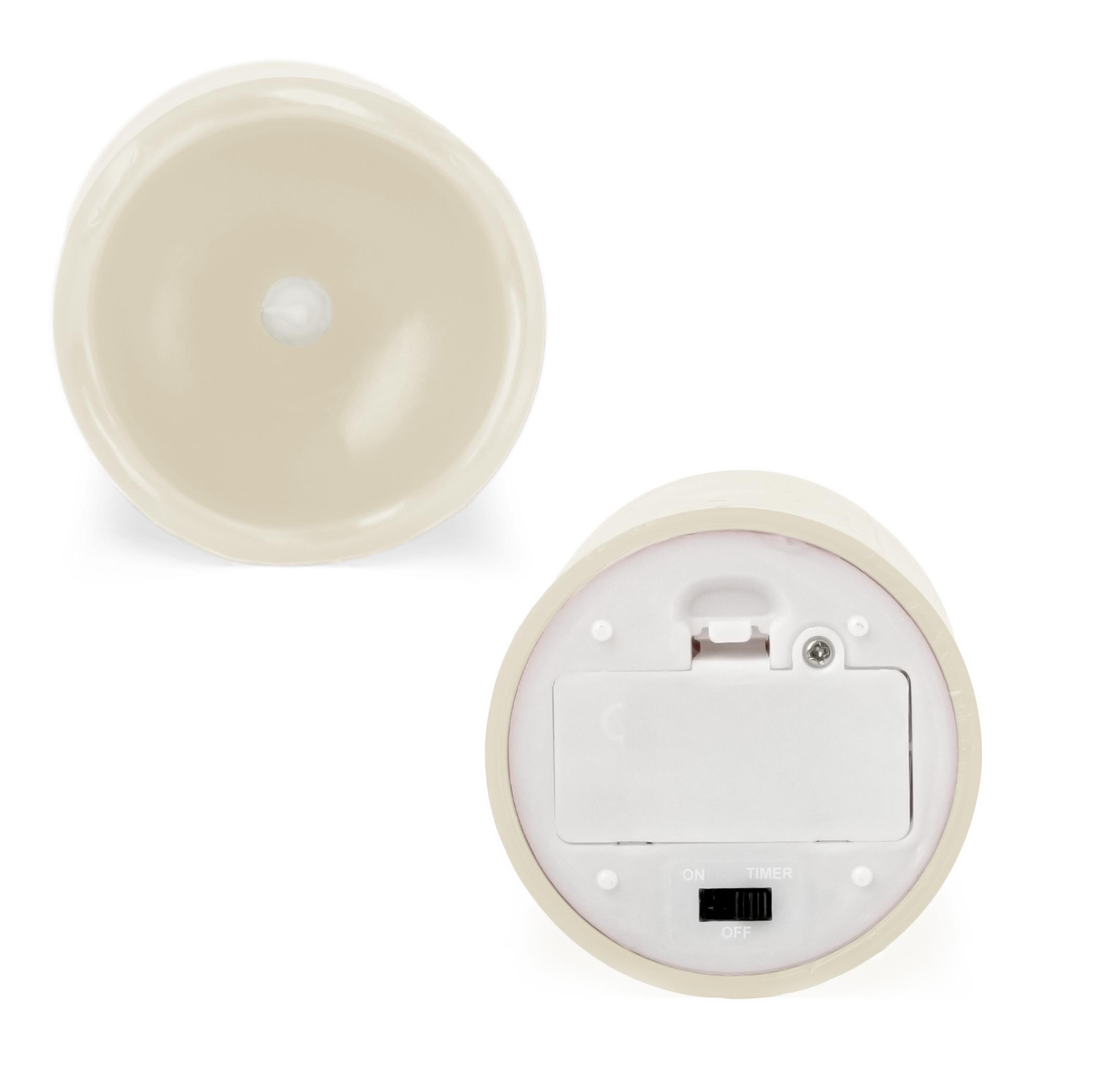 LED Wachs Stumpenkerze 4er Set creme mit Timer batteriebetrieben - 13 x 7 cm - Künstliche Kerze warm weiß mit Flacker Effekt für Innen
