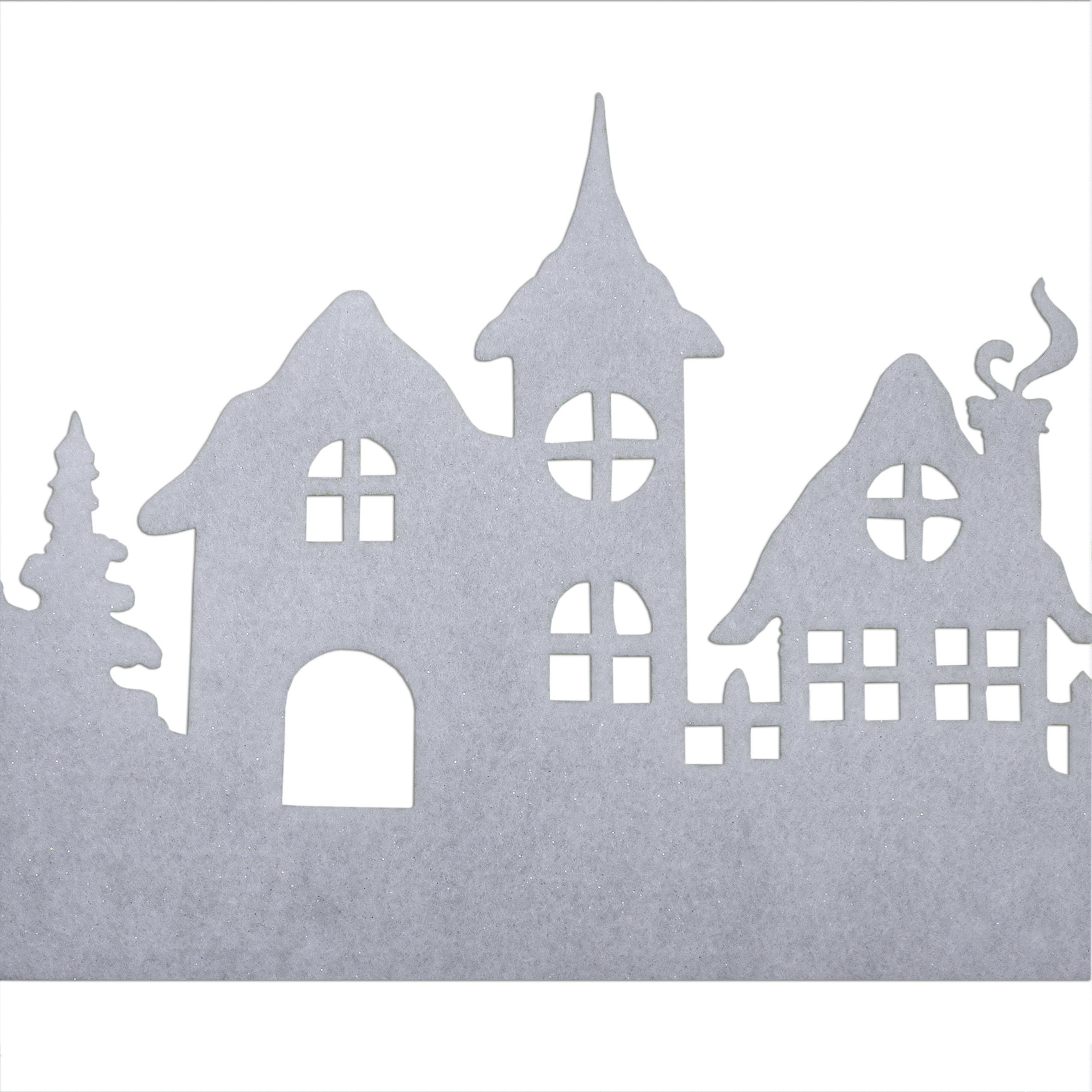 Filz Fensterbild Winterlandschaft 90 x 23 cm - 2er Set - Stoff Weihnachtsdorf Skyline mit Klebestreifen