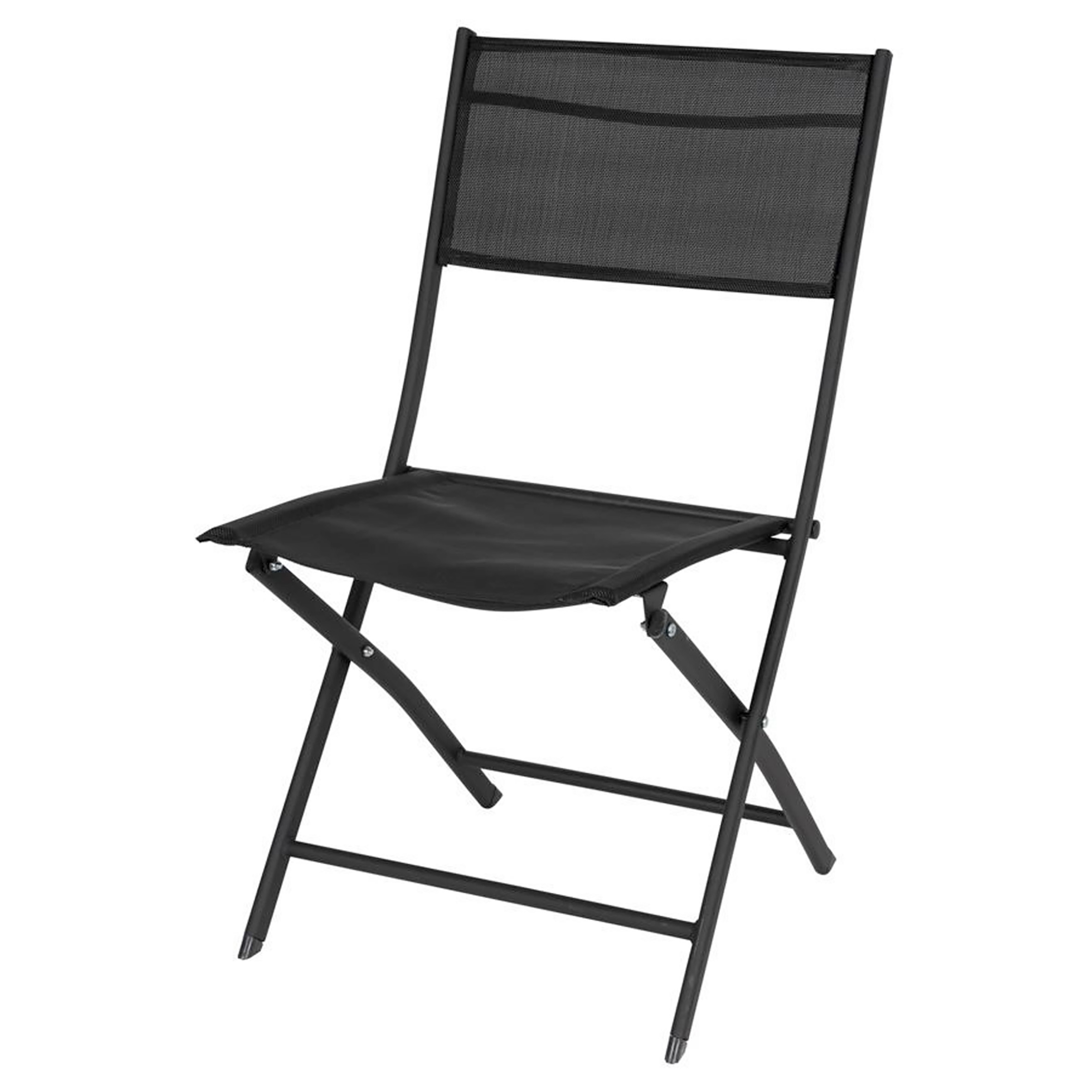 Balkon Klappstuhl schwarz - 83 x 55 cm - Faltbarer Stuhl aus Stahl und Textil