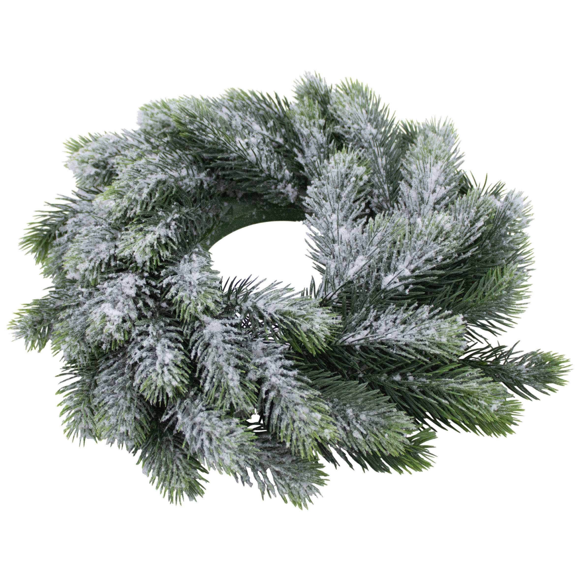Künstlicher Spritzguss Tannenkranz mit Kunstschnee halbgebunden - 37 cm - Weihnachts Türkranz mit naturgetreuen Kunst Tannenspitzen