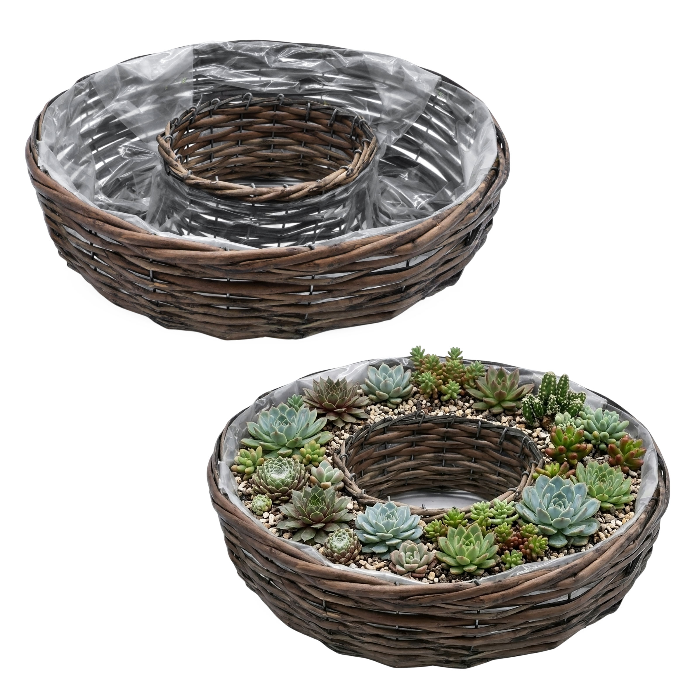 Pflanzring Weide 2er Set natur ca. 45 cm x 11,5 cm und 40 cm x 11,5 cm