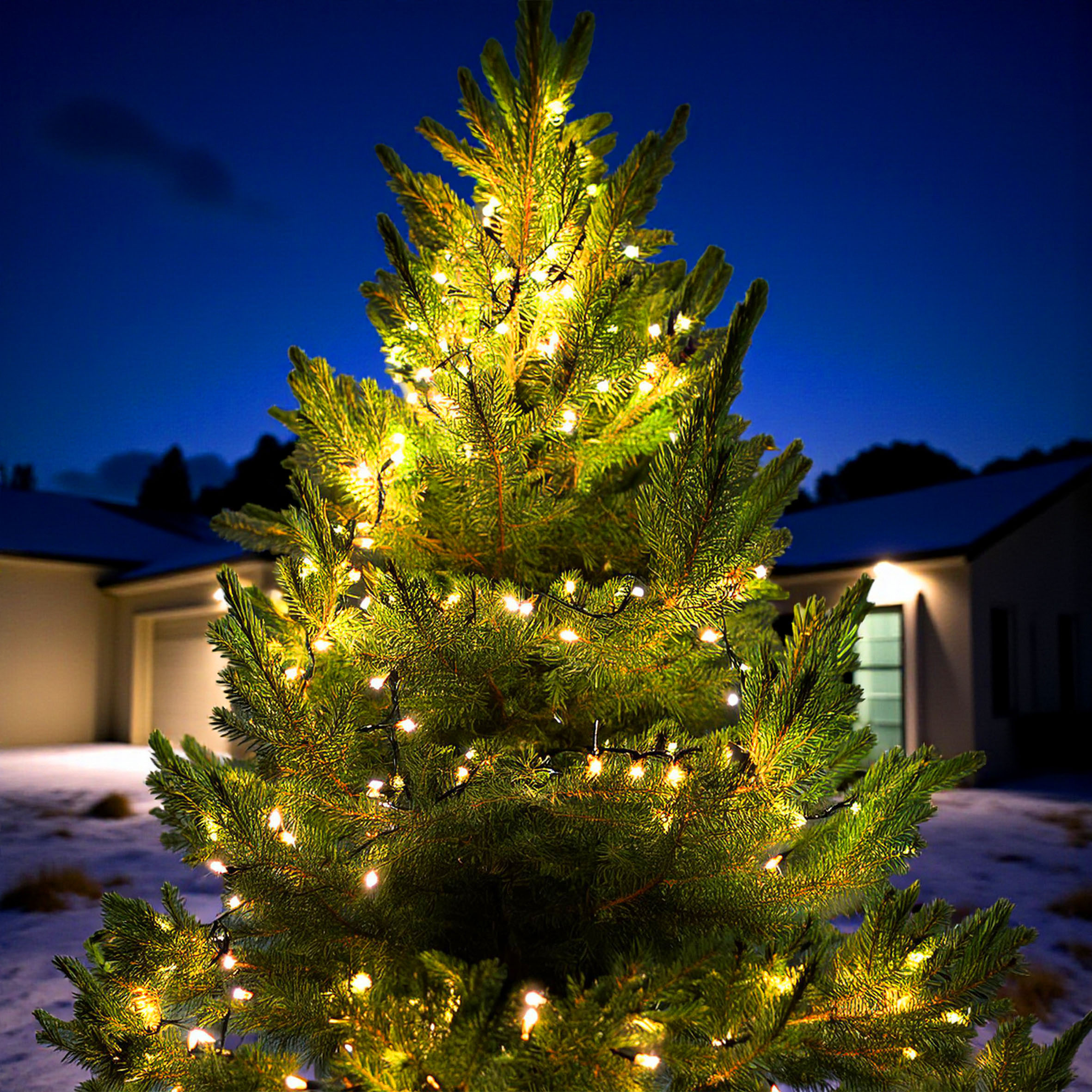 Büschel Lichterkette für Außen warm weiß mit Timer und Netzstecker - 5 m / 384 LED - Outdoor Weihnachtslichterkette mit 8 Funktionen