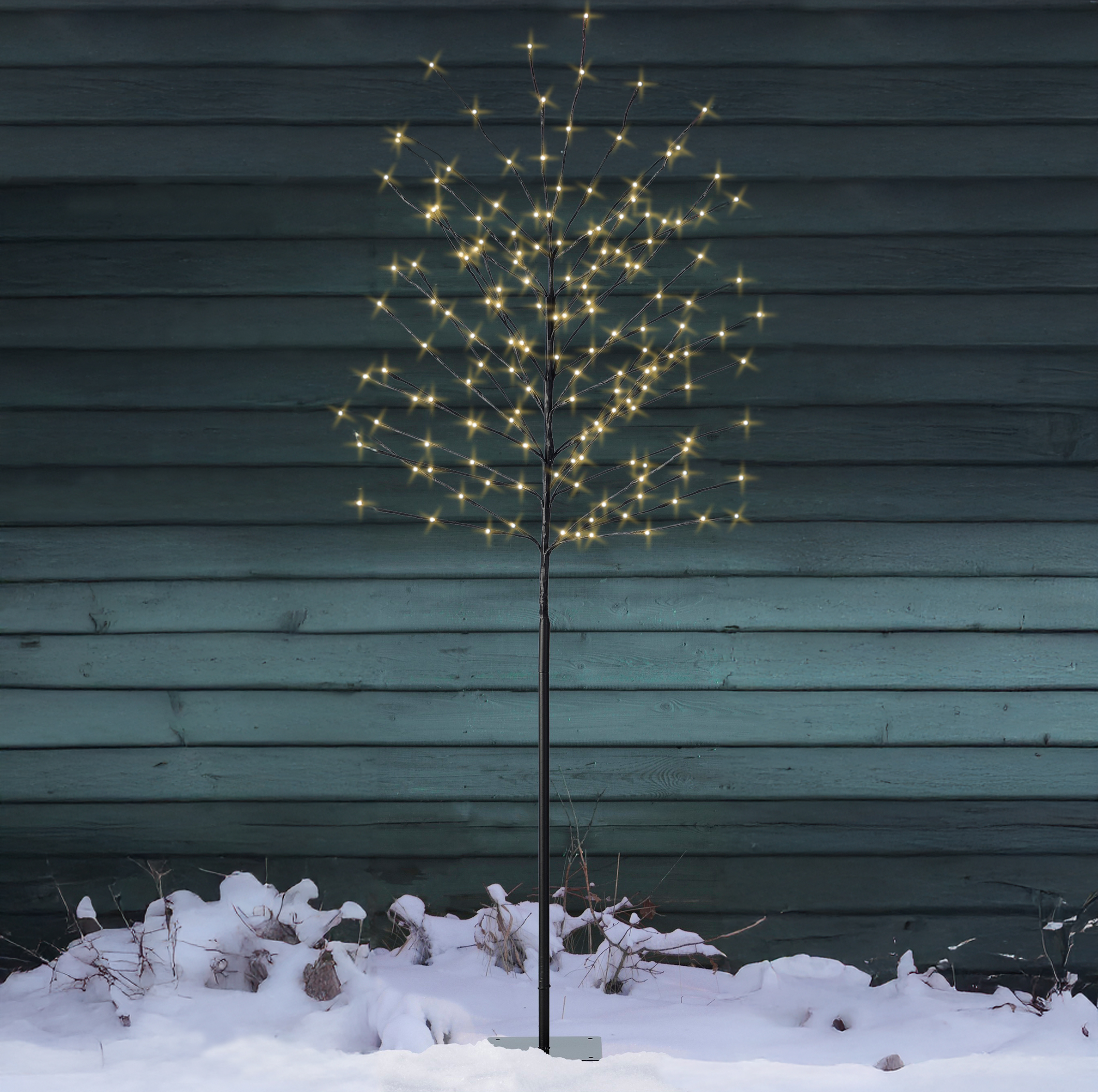 Lichterbaum 180 cm für Außen und Innen Strom betrieben - 160 LED - Deko Baum warm weiß beleuchtet mit Timer