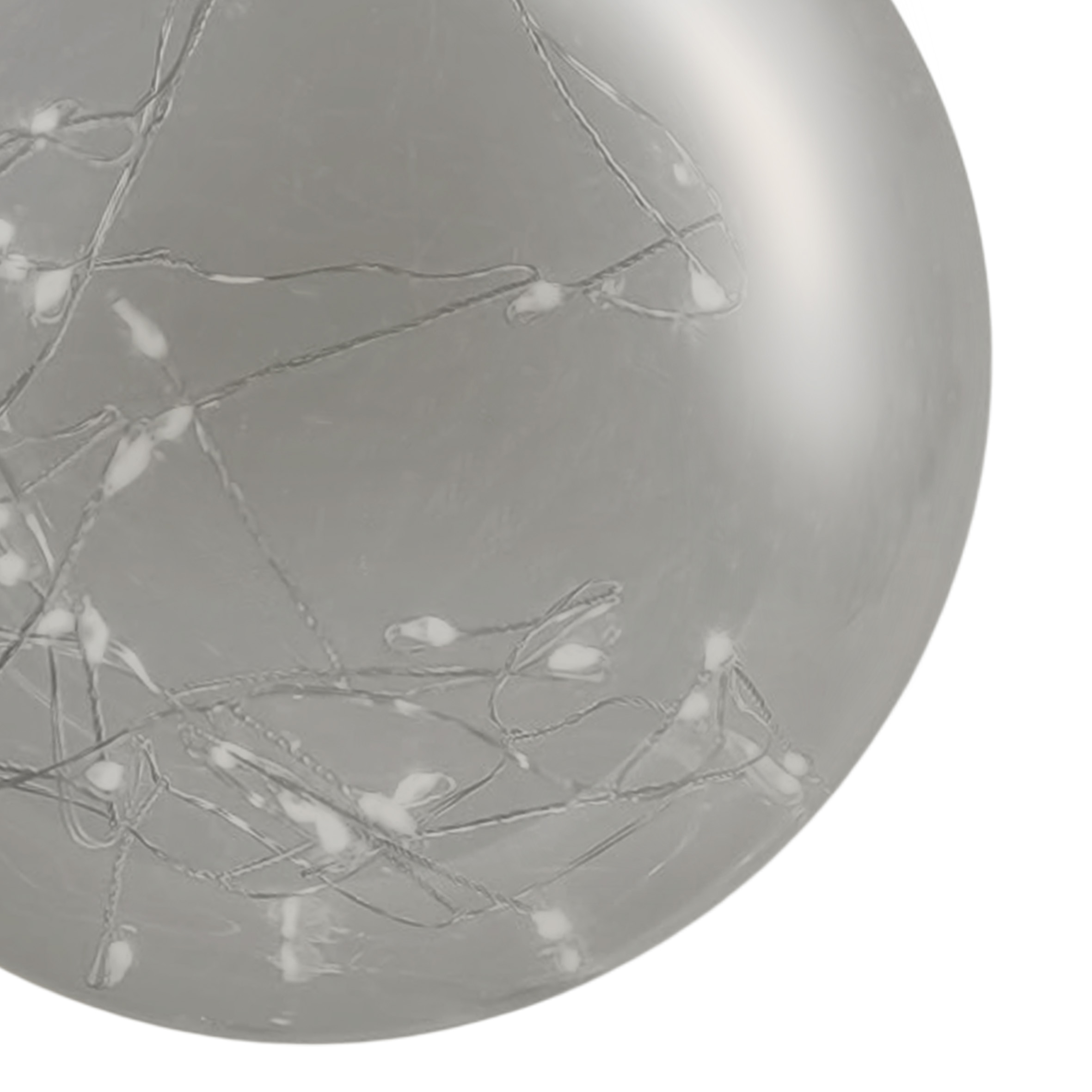 LED Glaskugel mit Tau zum Hängen mit Timer - Ø 14 cm - Dekohänger warm weiß beleuchtet Batterie betrieben