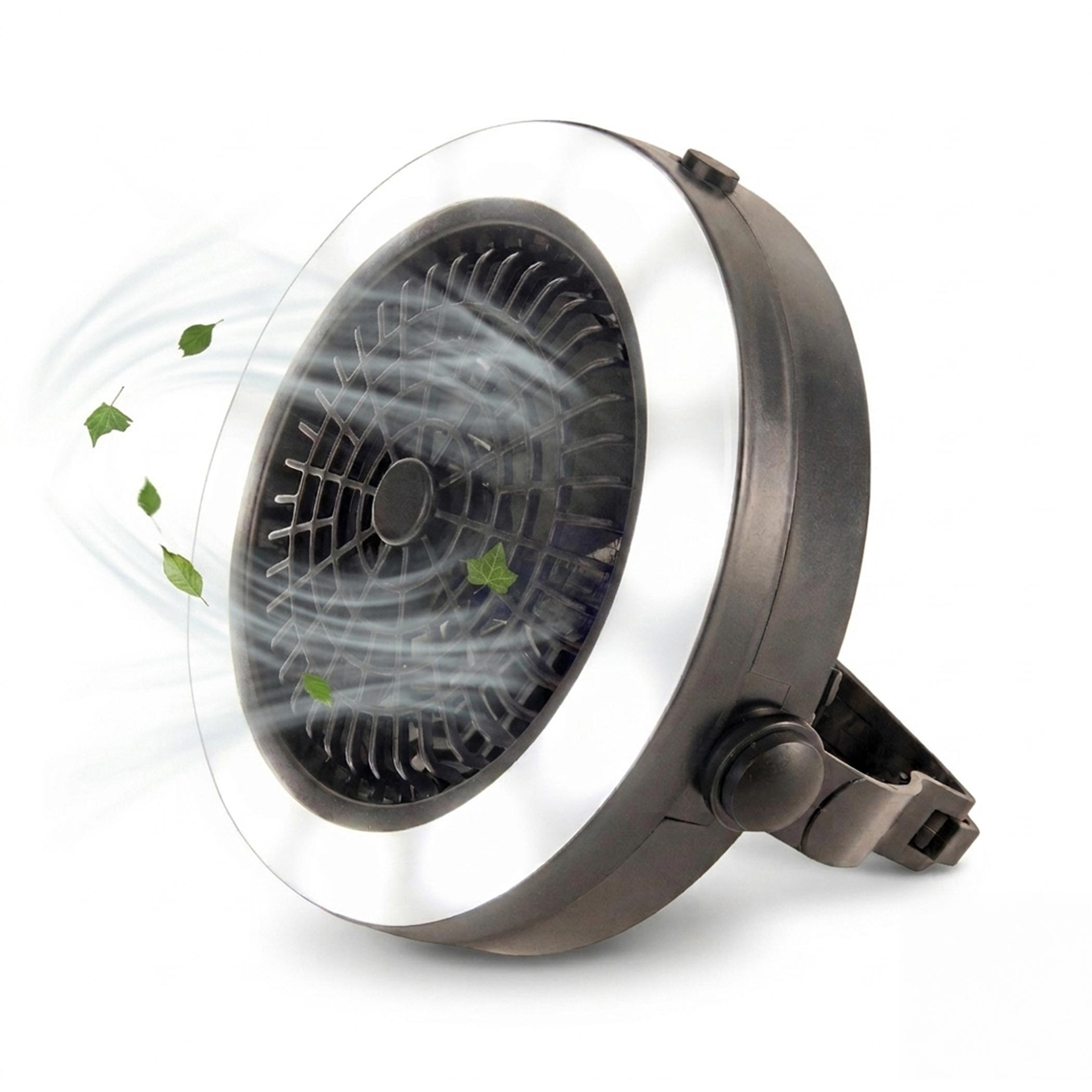 2in1 Campinglampe mit Ventilator batteriebetrieben - 18 cm - Mini Zeltventilator mit LED Beleuchtung