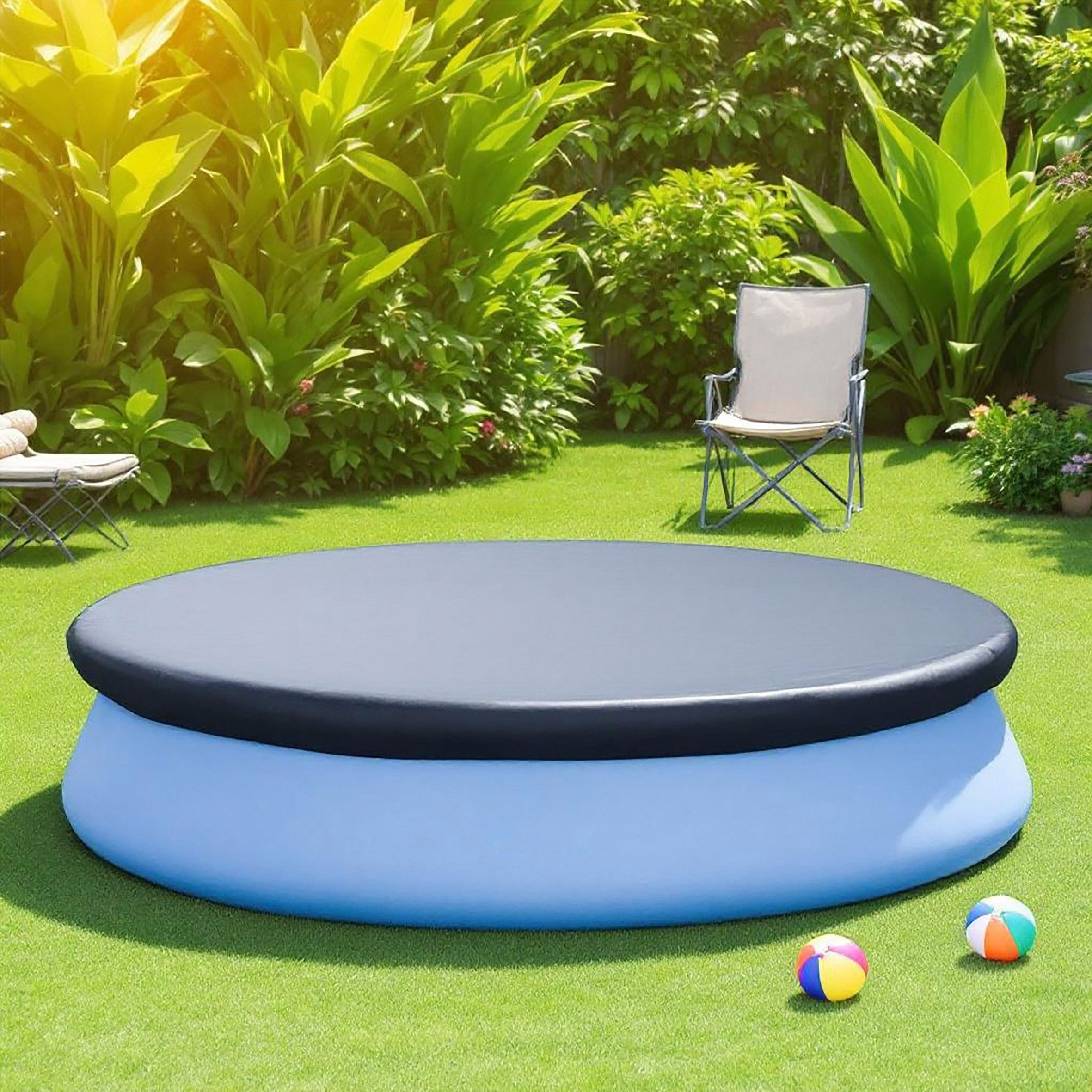 Intex Poolabdeckung rund blau - 424 cm - Schutzplane für Easy Set Pools