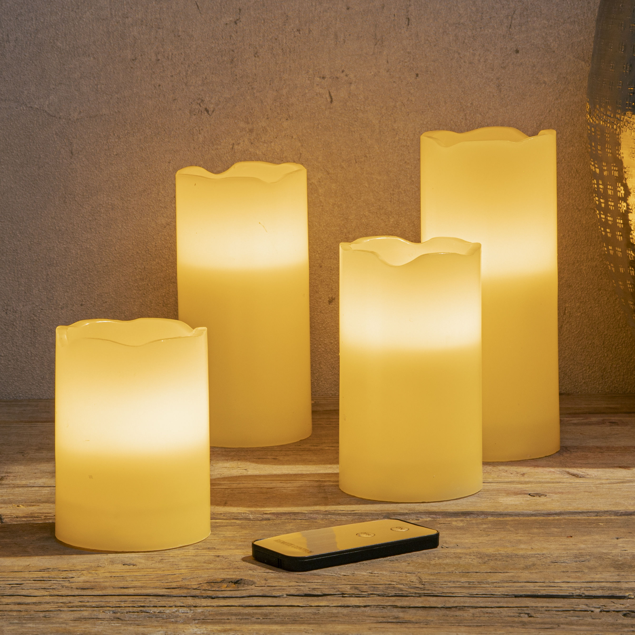 LED Kerze mit Flacker Effekt - 4er Set