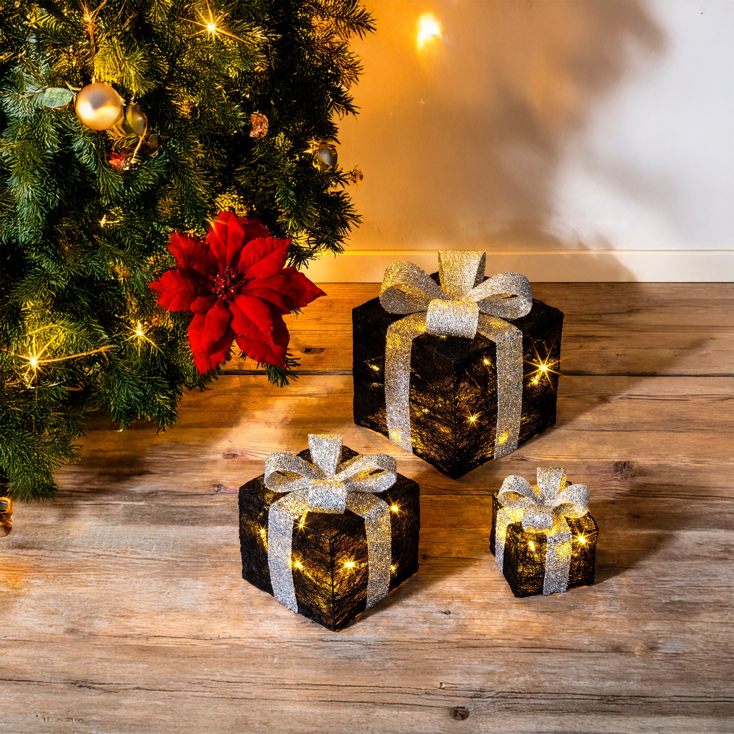LED Geschenk Boxen 3er Set SCHWARZ