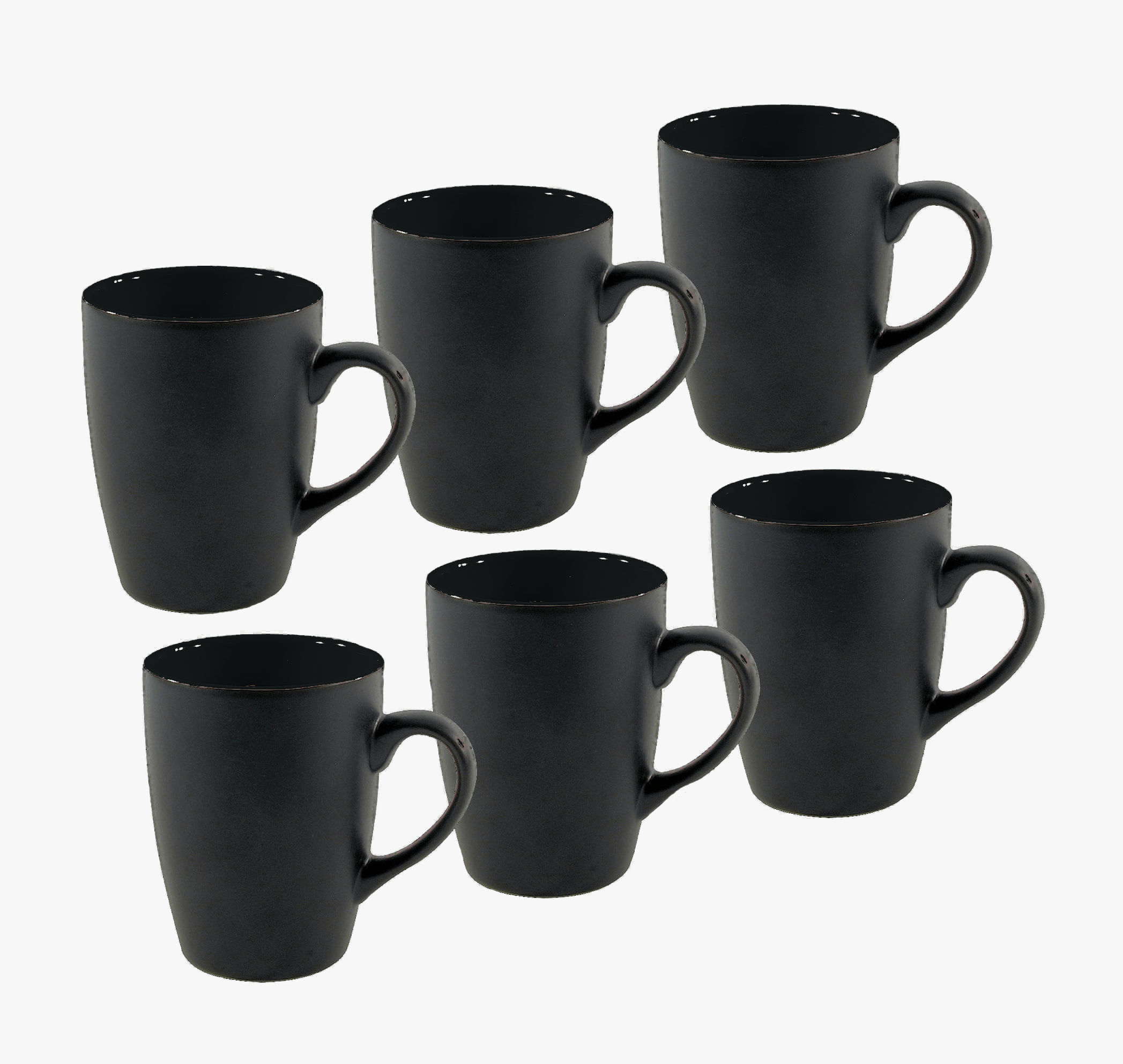 Kaffee Becher mit Henkel 6er Set - 3 Farben - Porzellan Tee Tasse Coffee Mug