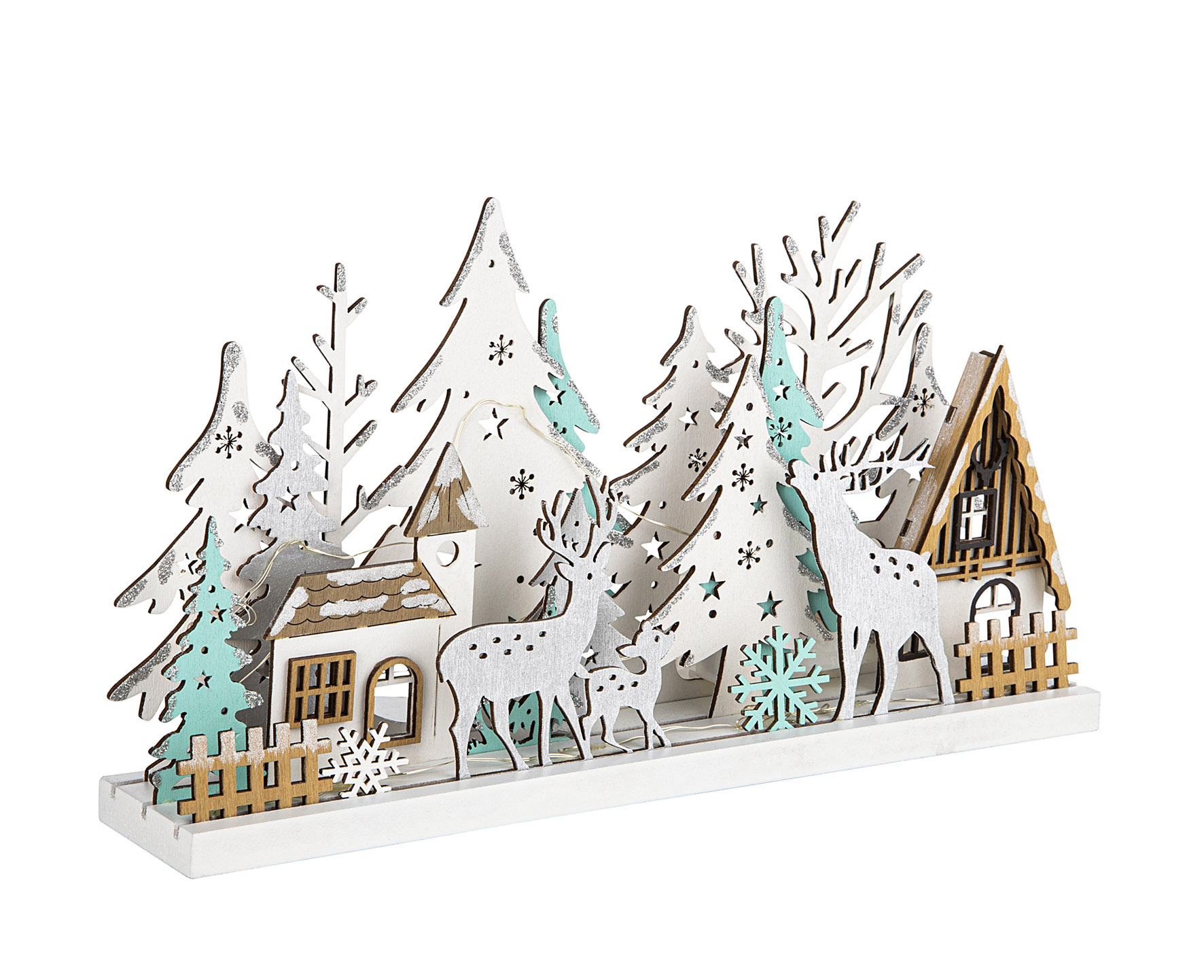 Winterlandschaft aus Holz mit 15 LED
